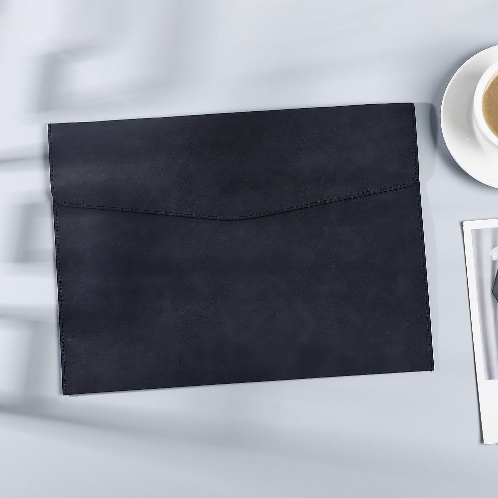 Waterproof Leather A4 Document Folder with Snap Button Closure - Portable, Large Capacity, Business File Organizer
