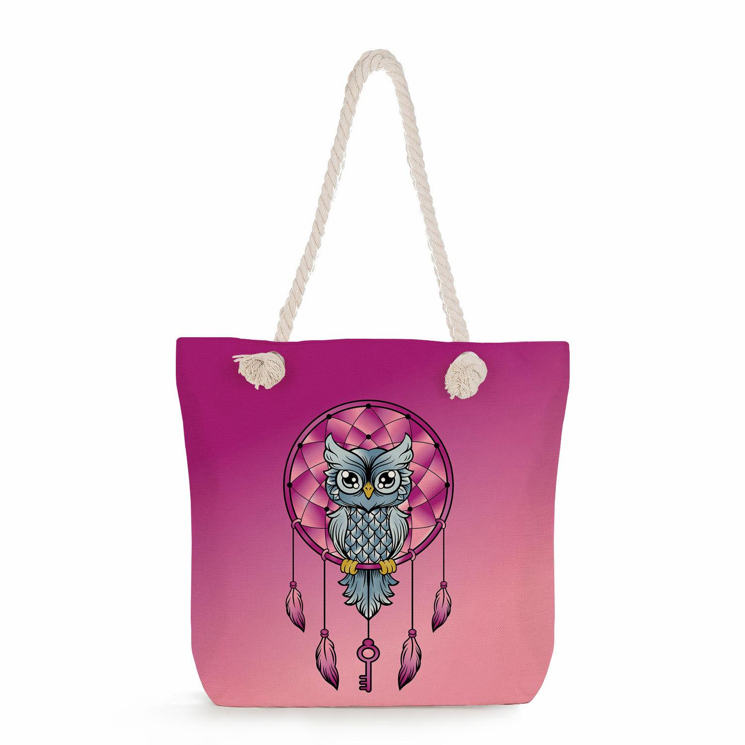 Dreamcatcher print thick rope single-shoulder beach bag 7309