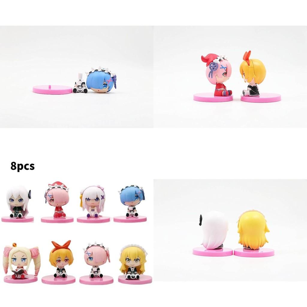 Adorable 8 Piece Sitting Rem And Ram Figure Set From Re Life In A Different World From Zero