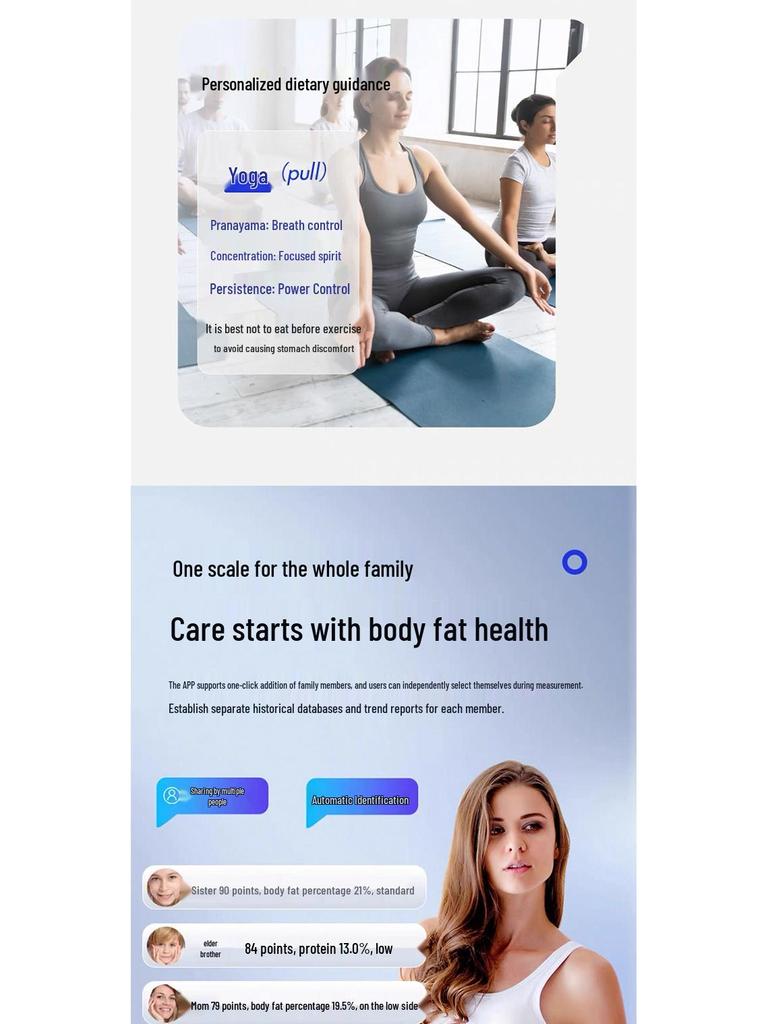Rechargeable Body Fat Scale with Precise Electronic Weighing, Connects To Mijia App