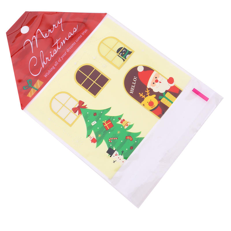 50Pcs Cute Christmas Cellophane Treat Bags Small Clear Gift Candy Cookie Goodies Bag for Holiday Party Favors