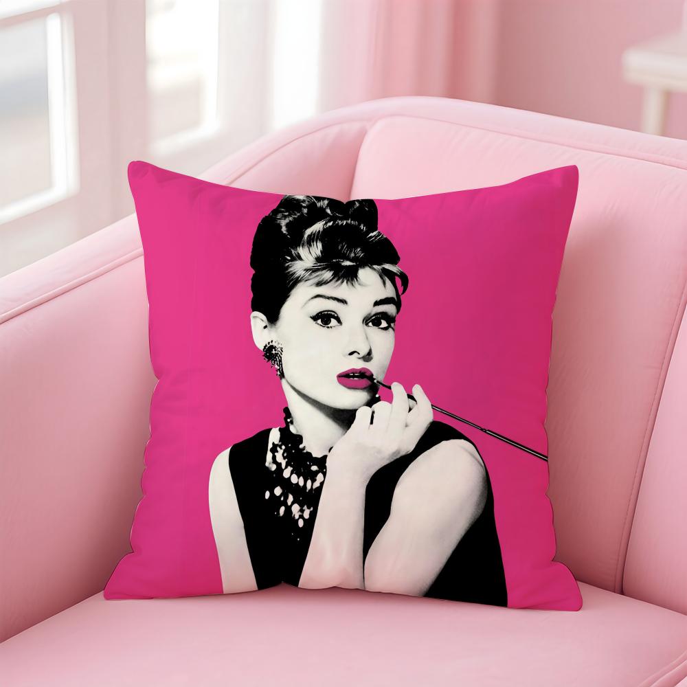Hot Singer AAudrey Hepburn Cushion Cover Pillowcase Short Plush Invisible Zipper Room Sofa Cushion Cover
