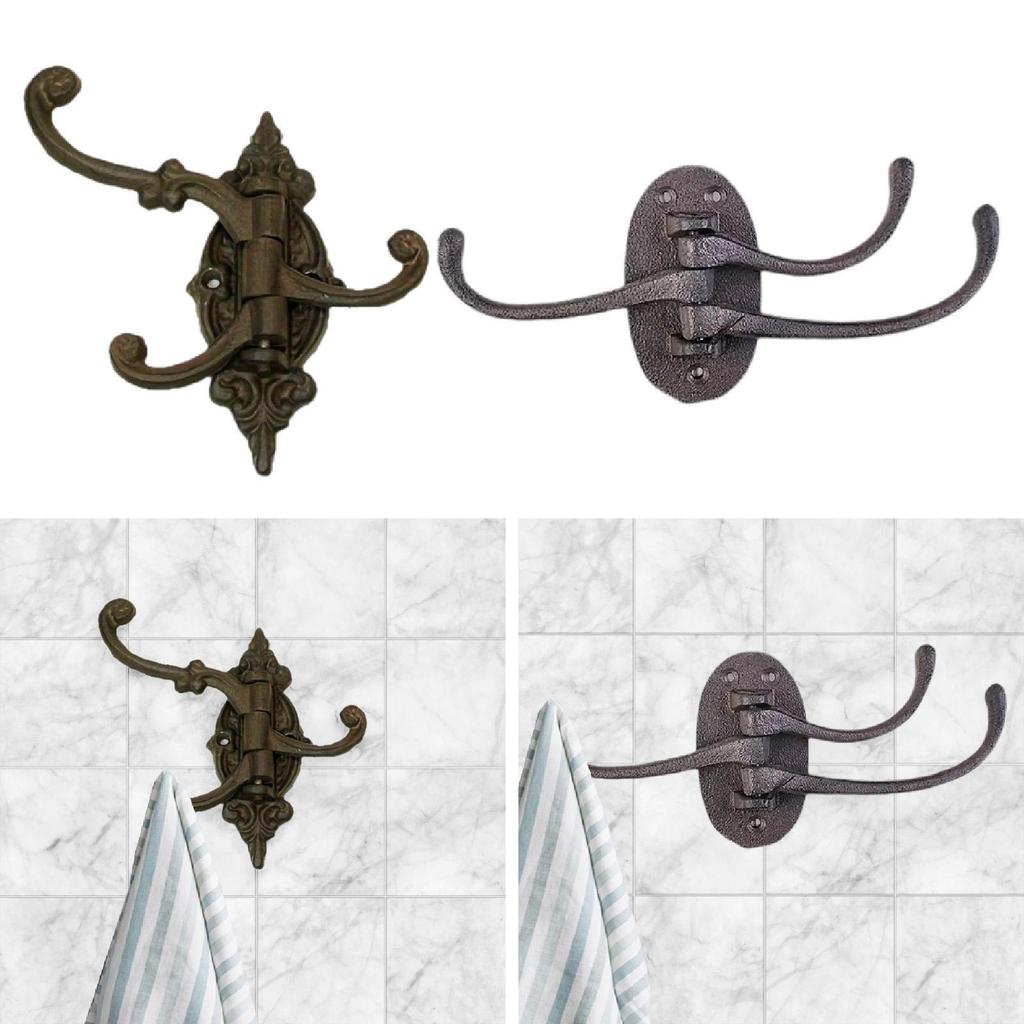Cast Iron Hook Hanging Storage Wall Mount Key Holder Garage Organizer Shed Coat Hanger for Home Entryway Jackets Hat Mudroom