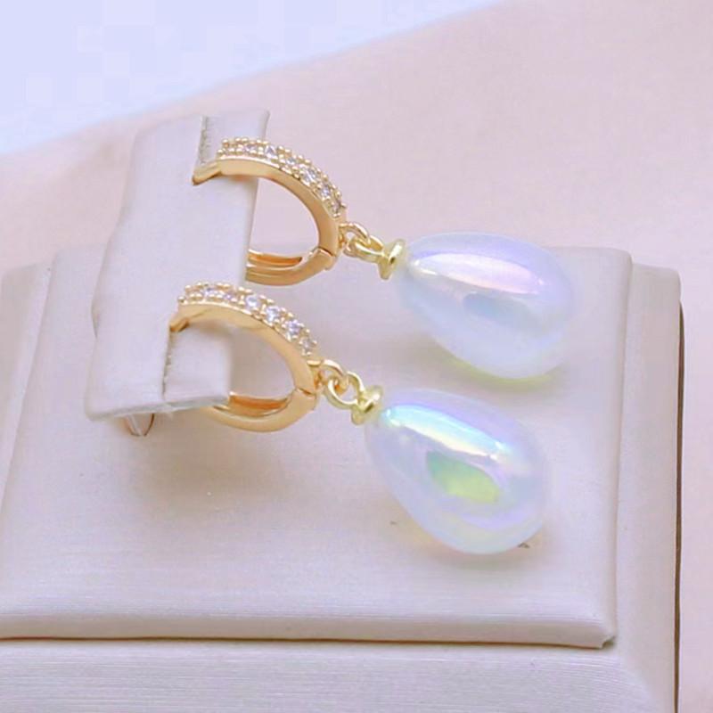 Shiny New Imitation Trendy White Pearl Drop Earrings For Women Fashion Zircon Earring Jewelry Party Accessories