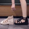 Women's shoes 2025 summer new Roman sandals women's flat thick heel fairy wind hollow platform college wind open-toed shoes
