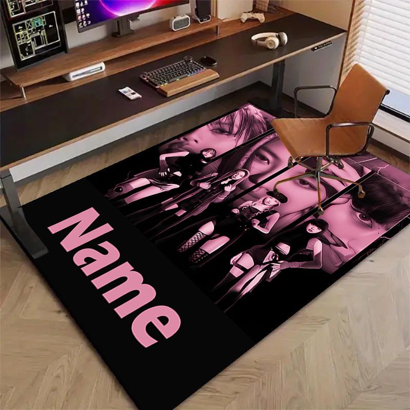 Custom BlackPink Mat Personalized Name, Polyester Washable Indoor Entryway Rug, Gift for Christmas, Easter, Thanksgiving Day