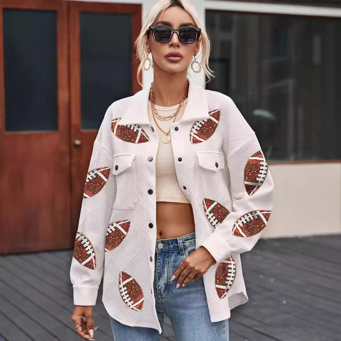 

Осенняя женская куртка регби больших размеров с принтом в стиле пэчворк XXL белый