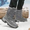 Winter Men's Snow Boots Women Waterproof High Sole Boots Plush Super Warm Boots Outdoor Fashion Couple Black Boots Size 36-46