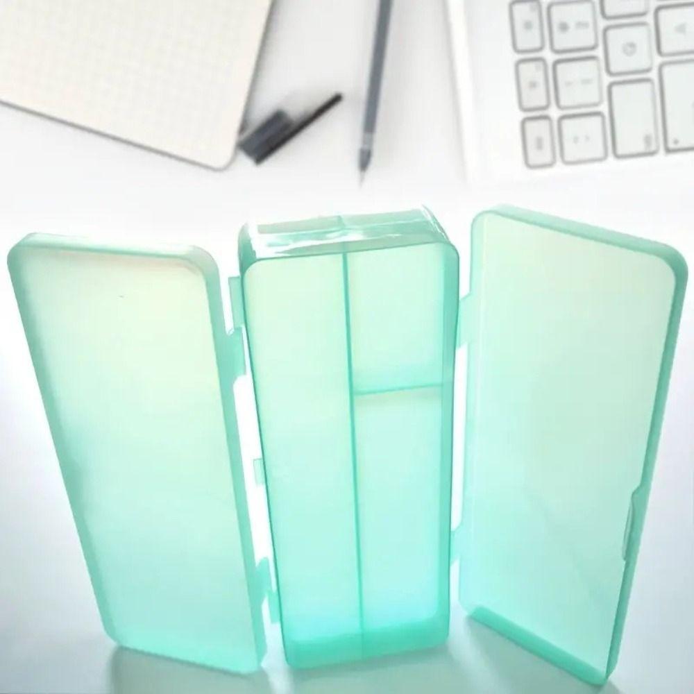 Macaron Transparent Pencil Case Plastic Simple Pen Case Durable Dual-Layer Pencil Box  Stationery