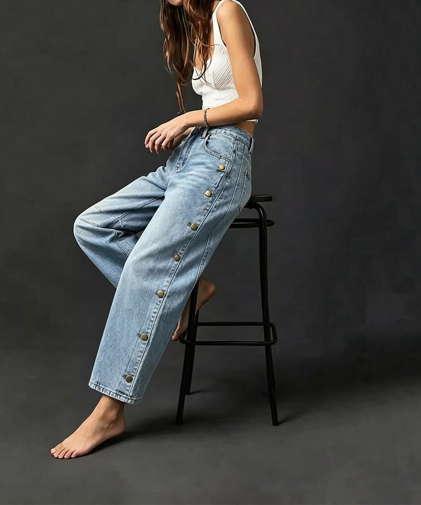 Women's Casual Cropped Jeans - Length Denim Pants for Everyday Wear