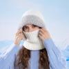 Knitted Mask Scarf All-In-One Hat Winter Velvet Thick Cap Women's Warm Ear Protection Cap