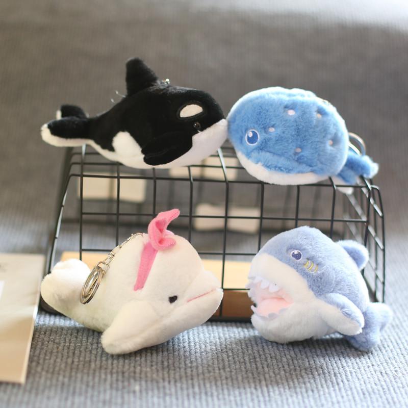 Cute Adorable Ocean Animal Plush Keychain Soft Dolphin Whale Shark Octopus Toy