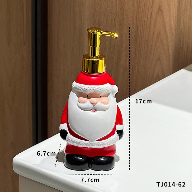 Santa Claus Lotion Bottle Resin Reindeer Snowman Soap Dispenser Container Bathroom Hand Soap and Shampoo Storage Bottle Gifts