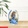 2D Flat Praying Angel Acrylic Sign, Floral Angel Figurine Table Ornament, Home Desktop Decorative Gift