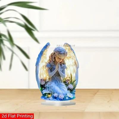 Płaski Anioł Modlący 2D Akrylowy Znak, Florystyczna Figurka Anioła Ozdoba Stołowa, Dekoracyjny Prezent na Biurko Domowe