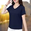 Short-sleeved T-shirt women's V-neck, new summer slim-fitting and thin bottoming shirt, fat mm large-size women's clothing top wholesale