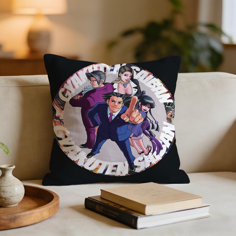 Adventure Game AAce AAttorney Cushion Cover Short Plush Pillowcase for Bed Sofa Carwashable