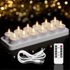 Rechargeable Tea Lights Candles, 12 Pcs Rechargeable Candles with Remote Charging Base, LED Flamele