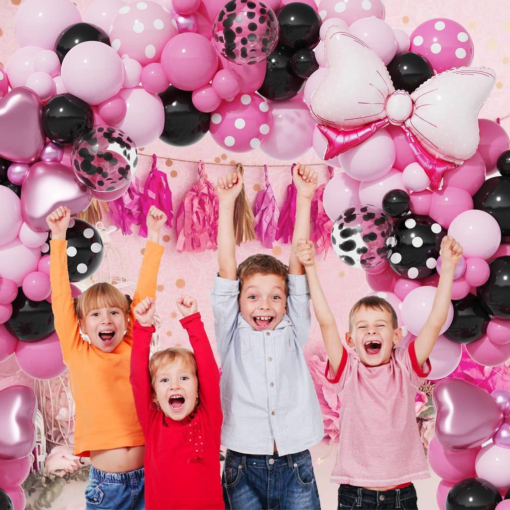Pink Bow Mickey Mouse Balloon Garland Set for Girls' Birthday Party Decoration