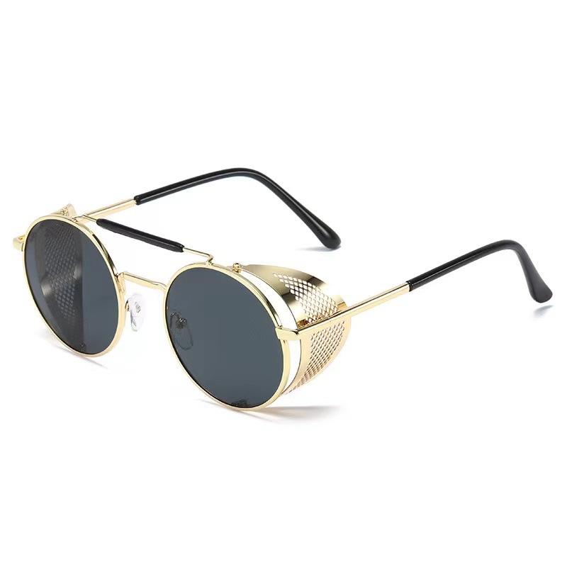 European Street Style Metal Mesh Sunglasses Unisex Vintage Round Frame Uv Protection Sun Glasses 66247 золотой