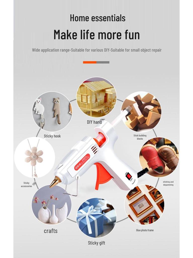 High Viscosity Hot Melt Glue Gun with 7-11mm Sticks for Children's Crafts and Household Use
