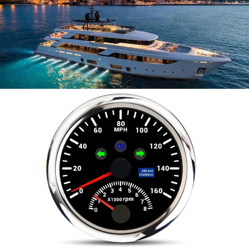 GPS Speedometer With Tachometer 8000RPM  9 To 32V IP67 Waterproof 0 To 160MPH Red Backlight Accurate for Boat ATV