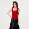Spice girl pure desire style red lace splicing neck sling vest spring and summer new beautiful back outer top women
