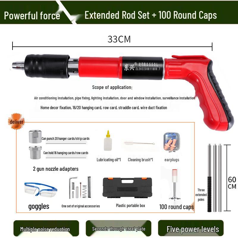 Compact Multi-Function Powder-Actuated Nail Gun for Ceilings and Concrete