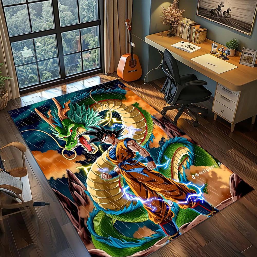 Goku Washable Interior Carpet Rug, Non Slip Large Area Floor Mat Bedroom Gamer Room Decor.-TING