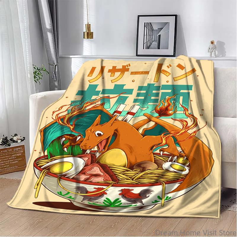 Cartoon Flannel Fluffy Fleece Anime Figures P-Pokemon Blanket Home Sofa Lunch Break Blankets Children Student Kids Cute Gifts