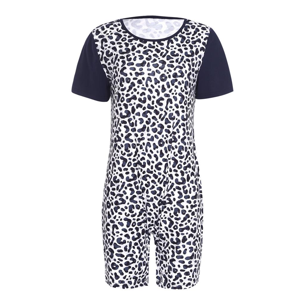 Damen Spezialbedarf Body Kurzarm Kurzer Schritt Druck Farbblockierung Adaptiver Jumpsuit Demenzpflege