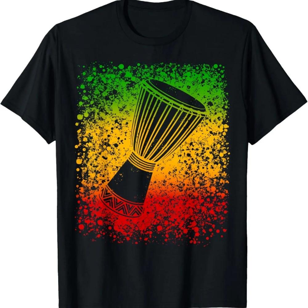 Cool Art A Djembe Drum In Splats for Drummers On Reggae Day T-Shirt