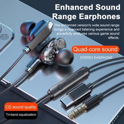 Kablolu Kulaklık 3,5 mm/Tip-C Genel Stereo Çevresel Ses Kulaklık Vivo için Xiaomi için OPPO için Huawei için