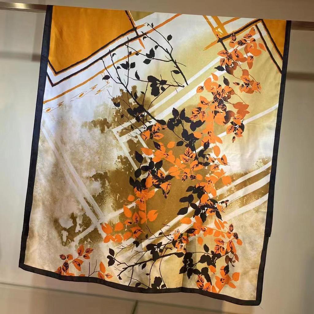 2023 Floral Ethnic Satin Silk Women’s Large Shawl & Scarf