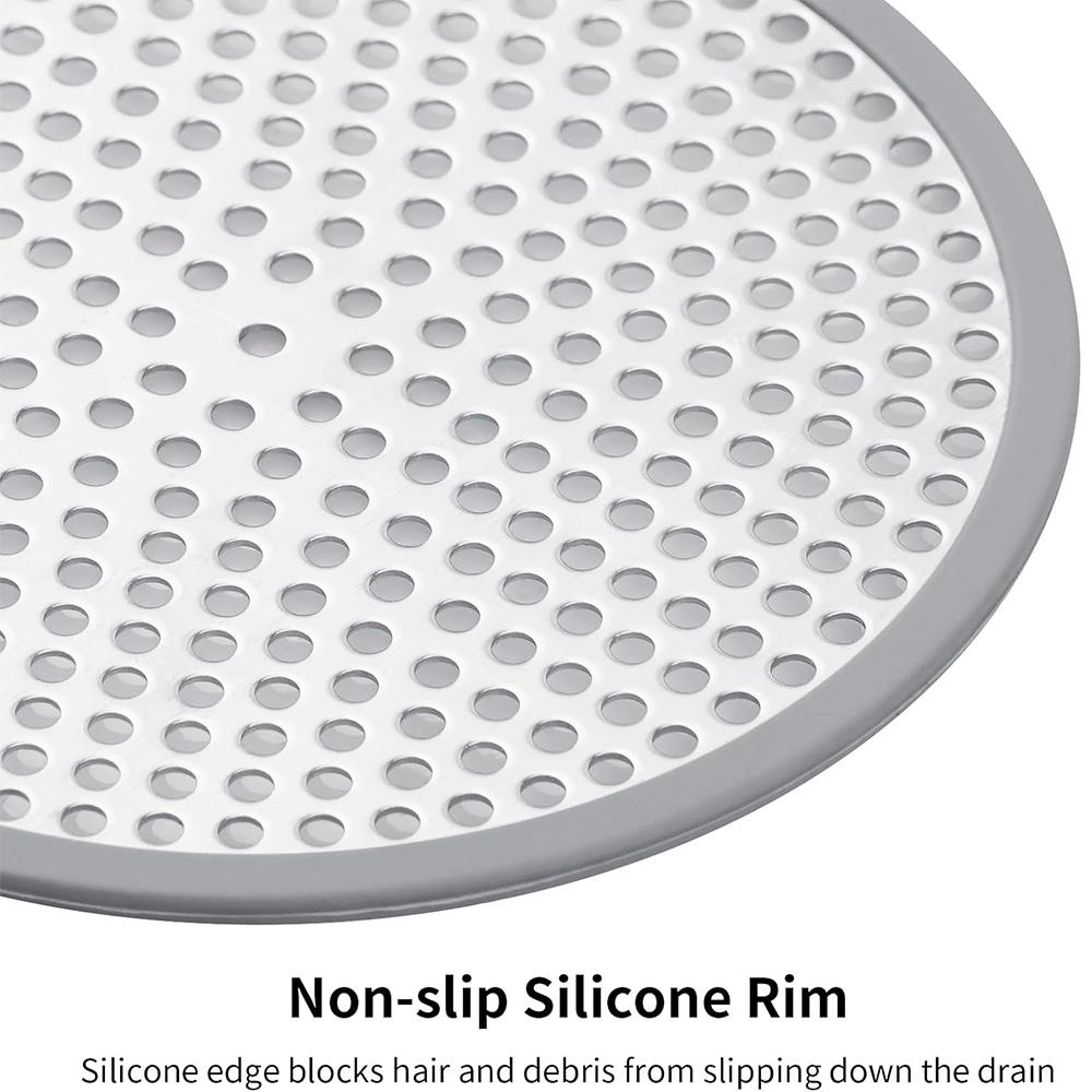 2Pcs 4.72" Stainless Shower Drain Cover Strainer Hair Catcher with Silicone Rim