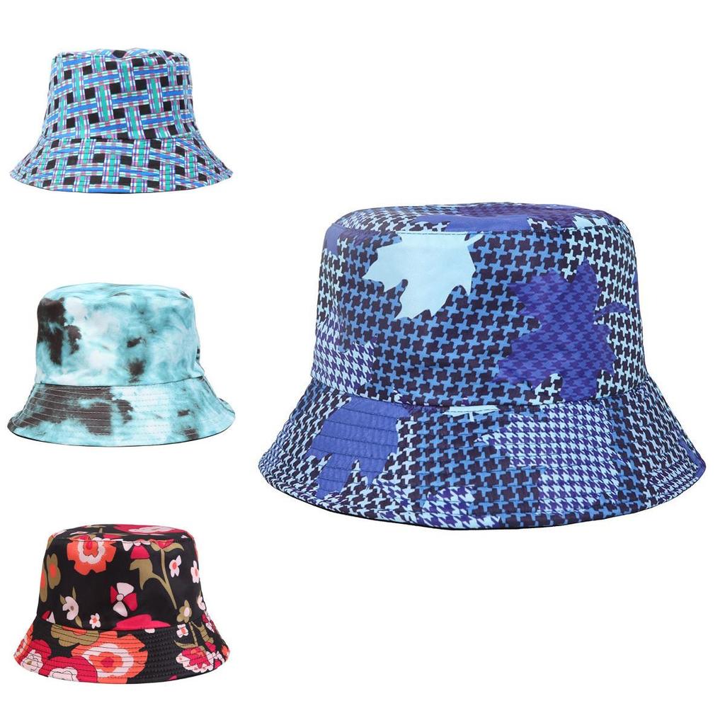 Trendy Flower Patterned Fisherman Hat Sun Hat Breathable Polyester