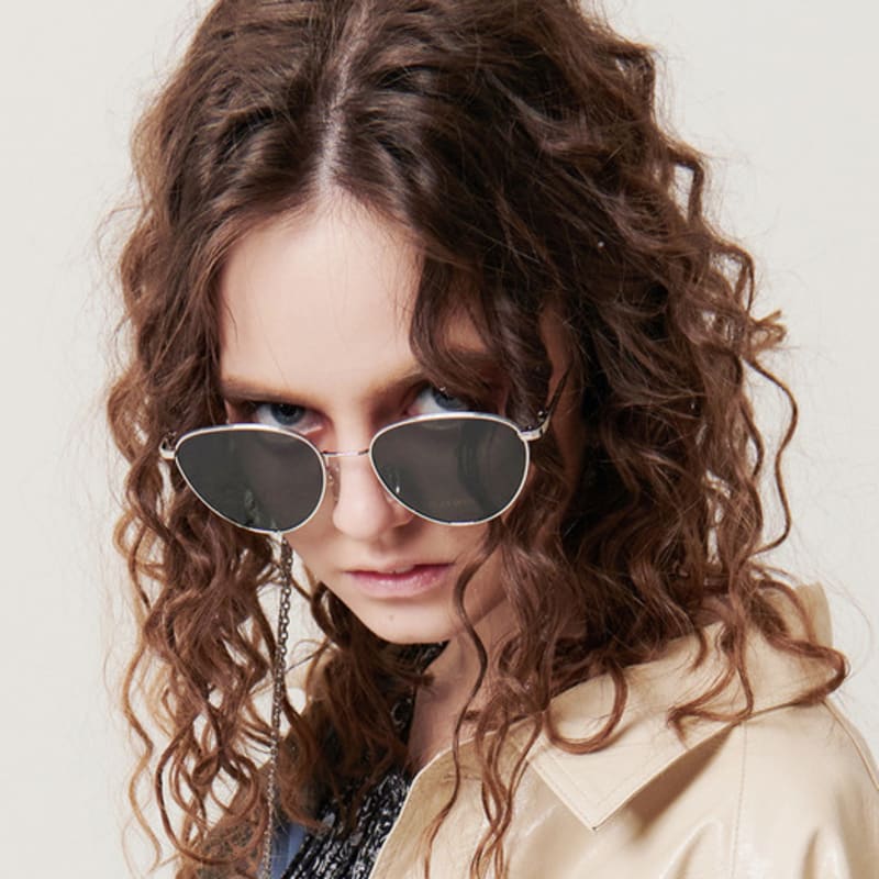 

holy NUMBER 7 SUNGLASSES SPRIG-N624_SILVER FRAME GREEN LENS FREE