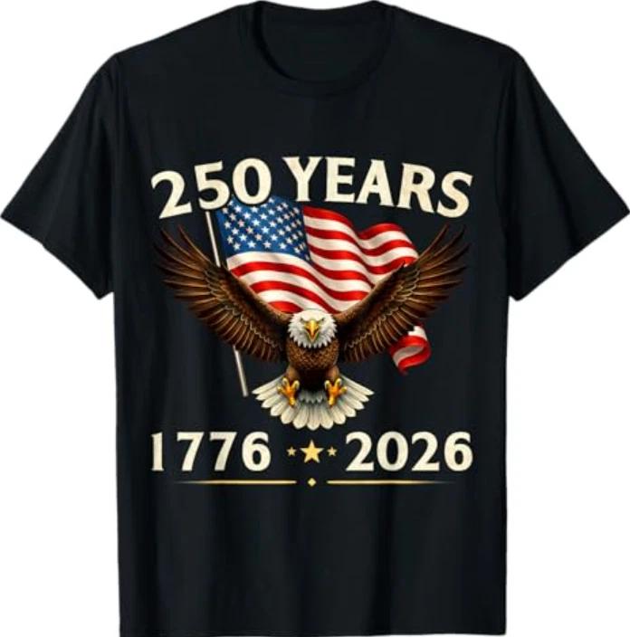 4th of July America US Patriotic Eagle 250 Anniversary USA T-Shirt S