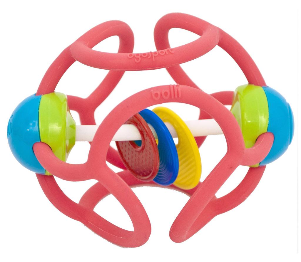 Bolly First Ball Teething Made with Safe Baby Red T-Rex Rattle, Rattle, Squeeze, Bite, Pull, Materials, Gift,