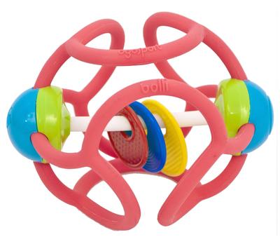 T-Rex Bolly Skallra, Första Bollen Tandningsskallra, Kläm, Bita, Dra, Tillverkad av Säkra Material, Babygåva, Röd
