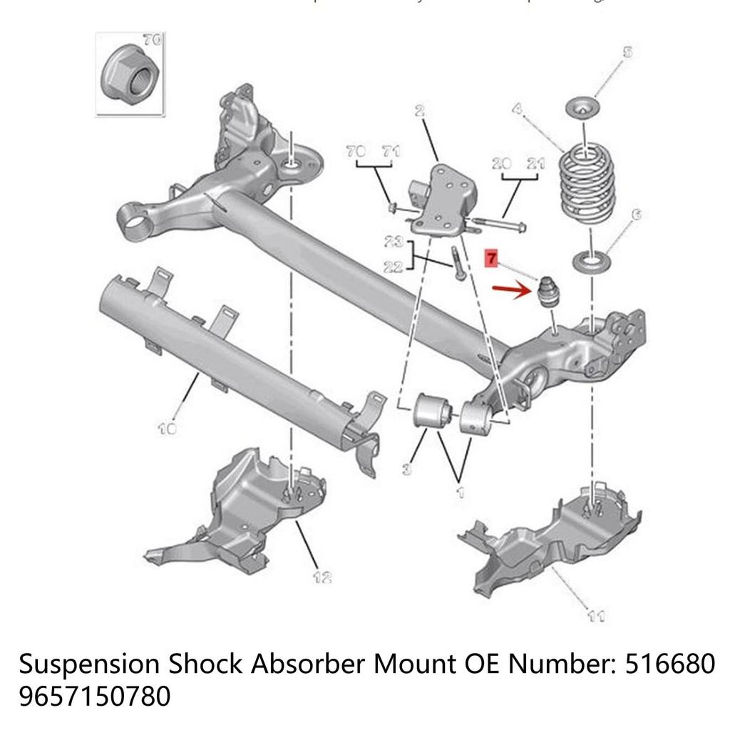 Rear Axle Bumper, 2pcs 516680 Suspension Control Arm Bumper Rubber Suspension Shock Absorber Mount