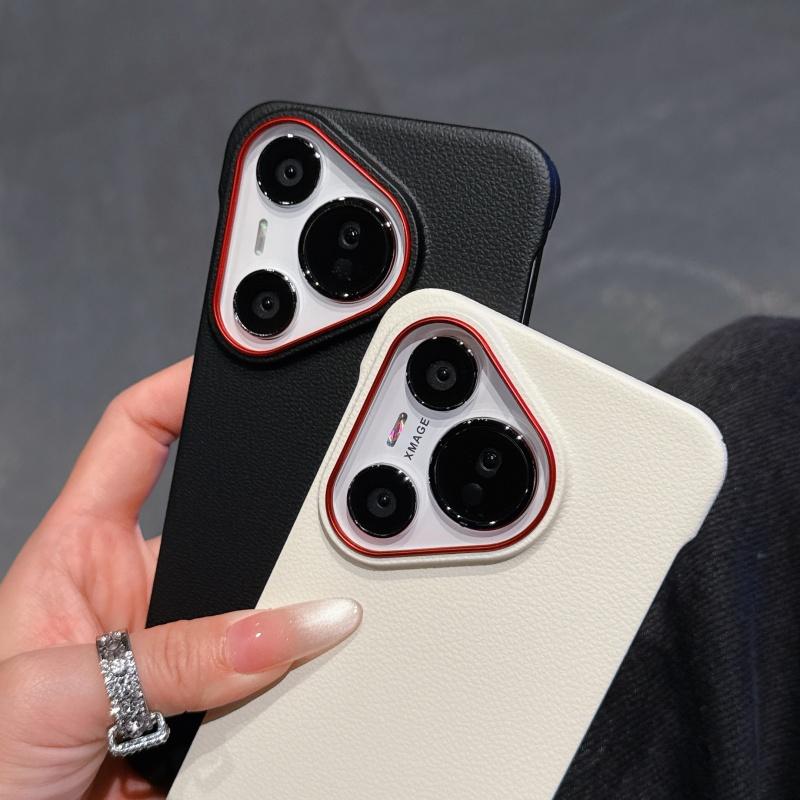 Frameless Case For Huawei Pura 70 and Pura 70 Ultra Pro Plus Ultra Thin Slim MagSafe Litchi Grain Leather Simulation Case Cover