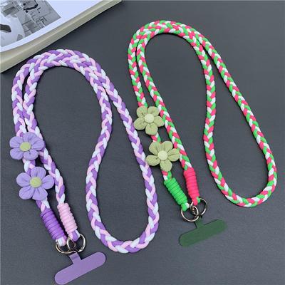 120cm Creative Flower Mobile Phone Hanging Lanyard Long Crossbody Phone Rope Strap Double Buckle Cellphone Chain Camera Rope