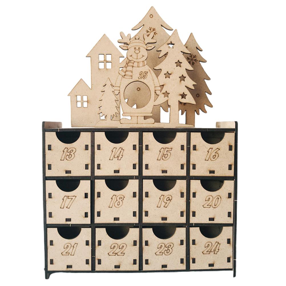 Christmas Advent Calendar with 25 Drawers Chocolate Countdown To Christmas Refillable Wooden Advent Xmas Gift for Kids