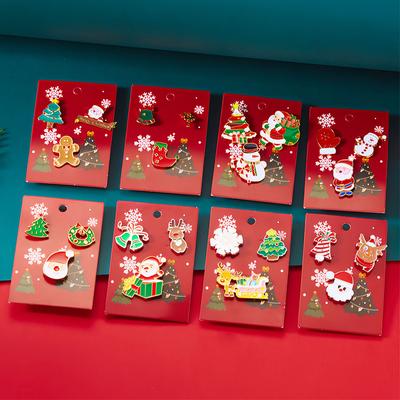 3pcs/set Halloween Christmas Snowman Brooch Santa Claus Bell Elk Oil-Dripping Corsages Enamel Pins Jewelry Accessories Gift