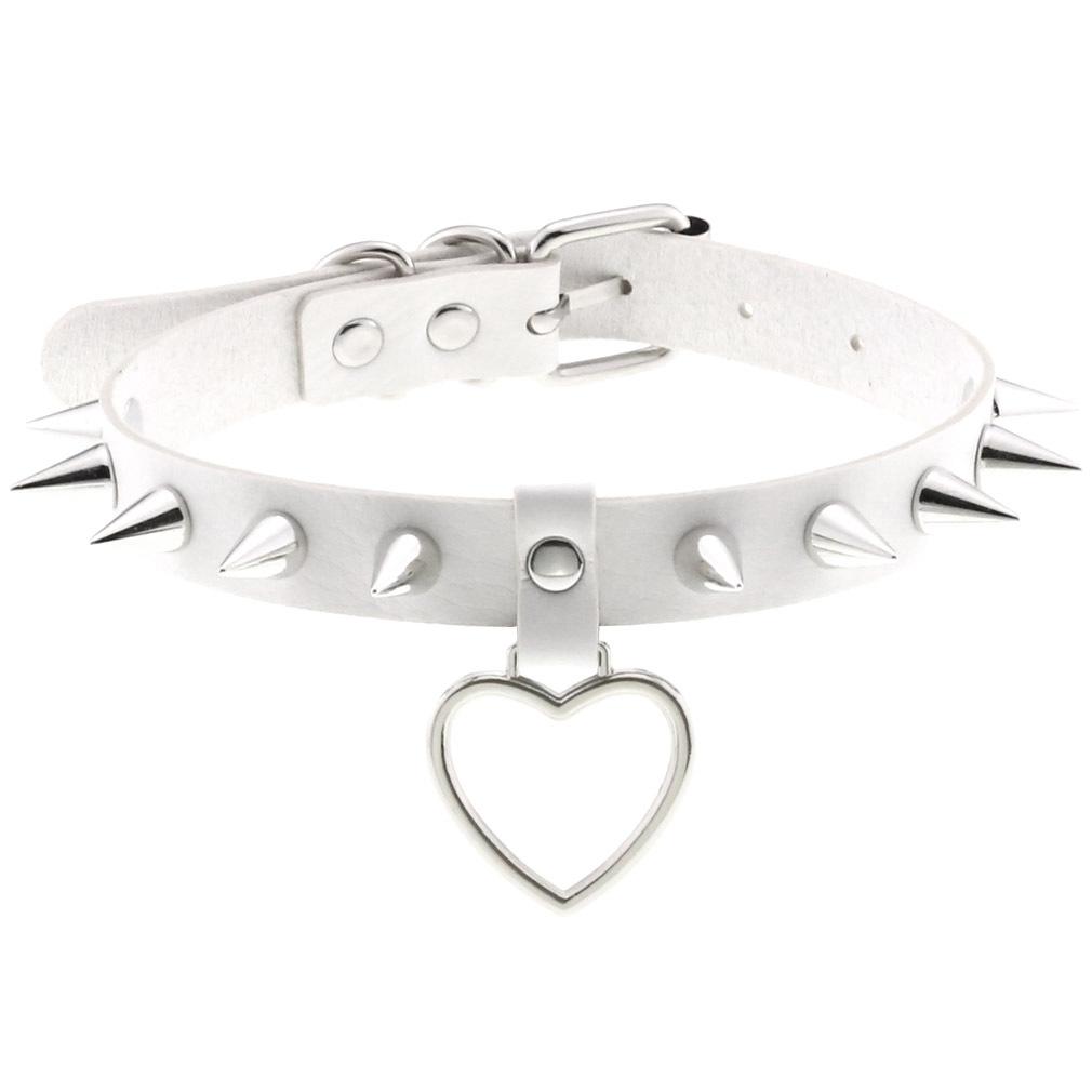 DIEZI Harajuku Bílý PU Kožený Kroužkový Choker Náhrdelník Pro Ženy Muže Vintage Gotický Hip Hope Nastavitelný Límcový Náhrdelník Šperky