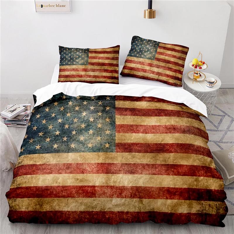 Nový design Americká vlajka 3D Ložní souprava Potisk Povlak na přikrývku Set povlaku na přikrývku s povlakem na polštář Au Eu Us Velikost Twin Full Queen King