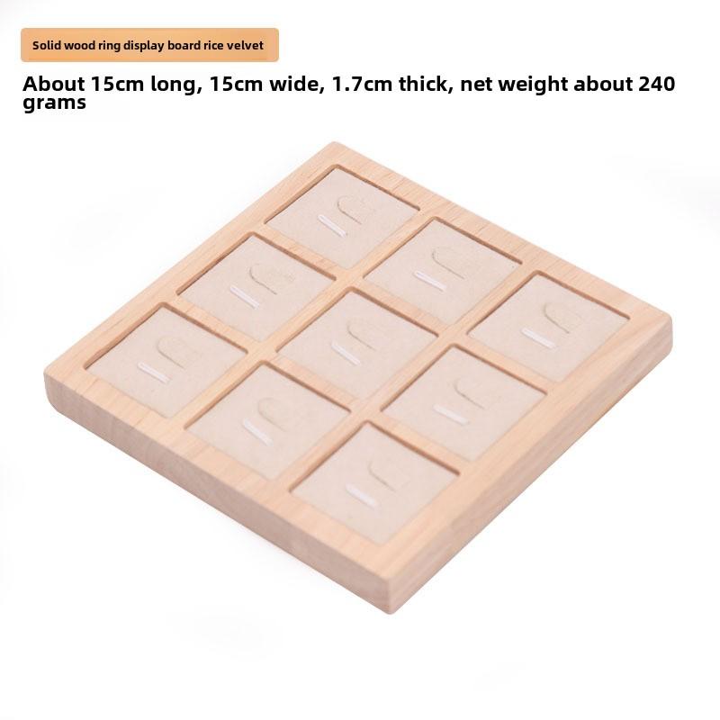 

Simple solid wood oak 9-digit ring display tray pendant transfer bead Fu diamond ring ring pair ring display holder бежевый