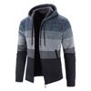 Men's Fleece Thickened Cardigan Sweater Large Size Jacket Hooded Color Matching Korean Version Knitted Sweater