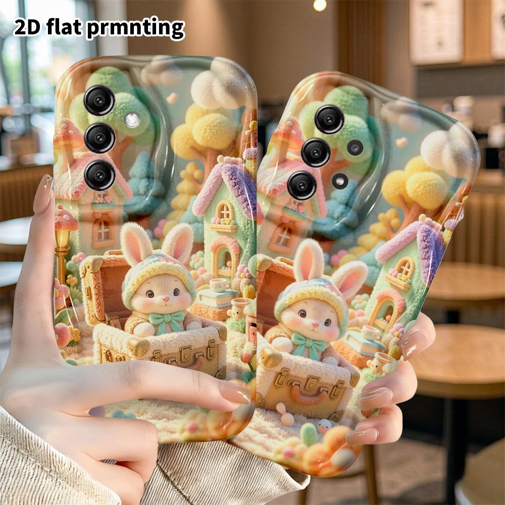 Phone Case: 2D flat, fits Samsung Galaxy A34 A35 M05 M06 S20 S22 S21 FE Plus 5G protective case, forest little rabbit house, perfect Christmas and Hal